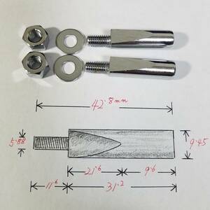 #01 クランクピン 全長42.8㎜ (2本セット) メッキが綺麗 コッタ―ピン 未使用品 予備 レストア 貴重 ビンテージ 旧車 実用車 