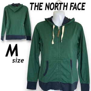 THE NORTH FACE ザノースフェイス レディース ジップパーカー M カットソー ATM40855 ゴールドウィン アウトドア ボーダー グリーン(I41)★