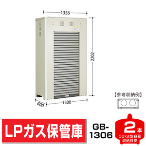 プロパンガス容器保管庫GB-1306 幅1300×奥行600×高さ2202 LPガス2本収納 タクボ シリンダーストッカー シャッター収納庫 送料無料