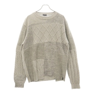 DIESEL ディーゼル patchwork knit sweater パッチワークデザイン ニットセーター グレー