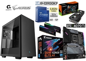 ■《第13世代》intel Core i9-13900KF/RTX4070Ti/水冷/Z690/DDR5 32GB/M.2SSD 1TB/850W/Win11 Pro/Office2021 ゲーミングPC