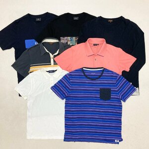 ●Paul Smith ポールスミス 7点 まとめ売り トップス Tシャツ ポロシャツ 半袖 長袖 プリント サイズMIX メンズ 卸 現状品 1.09kg●