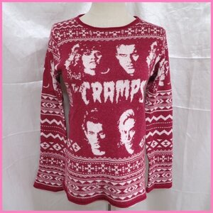 ★HYSTERIC GLAMOUR/ヒステリックグラマー THE CRAMPS 長袖ニット FREE/レディースS相当/レッド系/アンゴラ混/セーター&1016900094