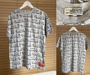 【必見です。激安1点のみ 国内正規品】SHAUN THE SHEEP ひつじのショーン 総柄 半袖 Tシャツ レディース L グレー系