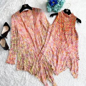 美品★ミッソーニ MISSONI★変形デザイン★グラデーション★トップス＆カーディガン★アンンサンブル オレンジ 〜SIZE40 L相当〜