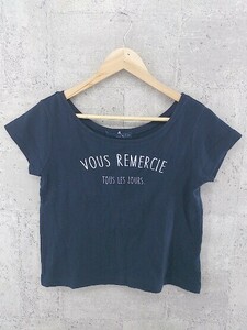 ◇ IENA SLOBE イエナスローブ プリント 半袖 Tシャツ カットソー ネイビー ホワイト *