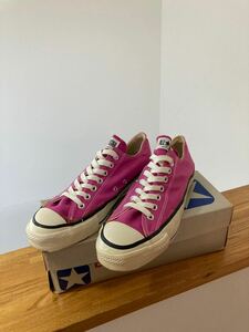 converse コンバース　オールスターOX ラズベリー　　US10 銀箱　当て布　綿紐　USA製　レトロ CONVERSE ロー オールスター スニーカー