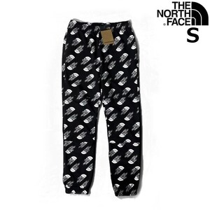 1円～!売切!【正規新品】THE NORTH FACE◆PRINTED HALF DOME UX PANT ジョガーパンツ US限定 総柄ロゴ 3Ｄ 裏起毛(S)黒 総柄 190110-B-38