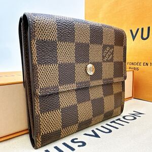 3741【極美品】LOUIS VUITTON ルイヴィトン ダミエ ポルトフォイユ エリーズ 三つ折り財布 Wホック ウォレット N61654/SP0034