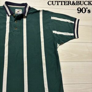 USA製　90s CUTTER&BUCK 半袖　ストライプ　ポロシャツ　レトロ　90