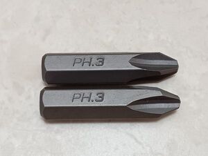 【送料無料】未使用 メーカー不明 ショック用ドライバービット 5/16 36mm プラス3 （2本組）（1）　