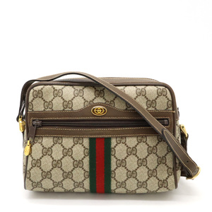 GUCCI グッチ オールドグッチ シェリーライン ショルダーバッグ ポシェット PVC レザー ベージュ ブラウン 茶 001 3654 5