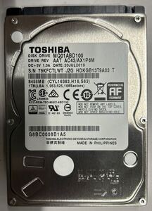 使用時間 1384時間 正常 TOSHIBA MQ01ABD100 1000GB 1TB n20250201-19