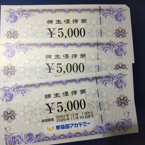 早稲田アカデミー　株主優待券　15,000円分　~2025年11月30日　未使用　送料込