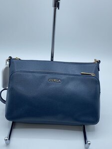 FURLA◆ショルダーバッグ/レザー/BLU/無地/18915