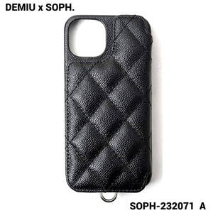 新品 ¥16,500【DEMIU × SOPH. コラボ iPhone14 CASE NECK STRAP iPhone14ケース デミュウ BALLON 牛革 レザー ハードケース カード入れ】