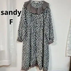 sandy ハートプリントワンピース フリル襟