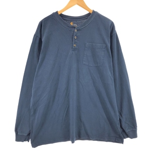 古着 カーハート Carhartt ORIGINAL FIT ヘンリーネック 無地ポケットロングTシャツ ロンT メンズXL /eaa429967