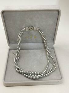 0126-0020　 中古★宝石 ジュエリー jewelry パール 真珠 　3連ネックレス 　ケース付/チェーン約42㎝