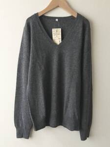 無印良品 カシミヤ Vネック セーター ダークグレー M / ニット カシミア 100% シンプルニット MUJI 