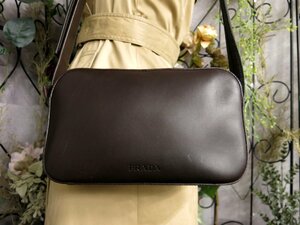 ●超美品●PRADA プラダ●ロゴ型押し●カーフ レザー 本革●ショルダー バッグ●ブラウン●シルバー金具●イタリア製●斜め掛け●Js51906