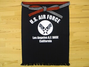 U.S. AIR FORCE ネイビー 帆前掛け 白 日本製 昭和レトロ 腰下酒屋前掛 エプロン エアフォース ミリタリー