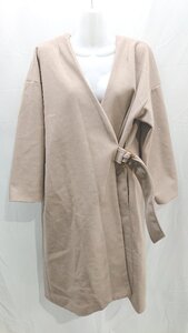 ◇ select MOCA セレクト モカ シンプル 綺麗め ノーカラー ロング丈 長袖 コート サイズM ベージュ レディース E