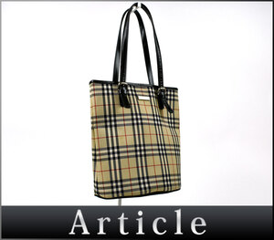 205187★ BURBERRY バーバリー ブルーレーベル トートバッグ バッグ 鞄 チェック柄 ナイロン レザー 革 ベージュ ブラック レディース/ B