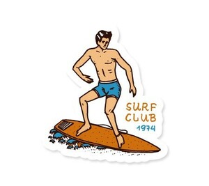 ステッカー サーフィン アメリカン 車 アウトドア スーツケース おしゃれ かっこいい レトロ SURFS UP DECAL サーフボード SURF CLUB 1974