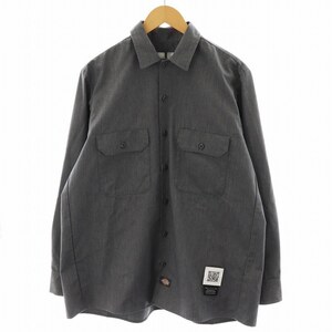 ガンリュウ GANRYU × Dickies ディッキーズ プリーツワークシャツ 長袖 2 M グレー FU7-SH-01 /AN21 メンズ