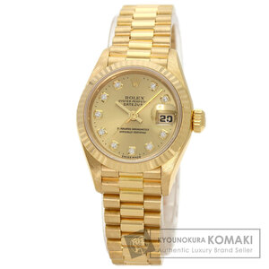 ROLEX ロレックス 69178G デイトジャスト 10P ダイヤモンド 腕時計 K18イエローゴールド K18YG レディース 中古