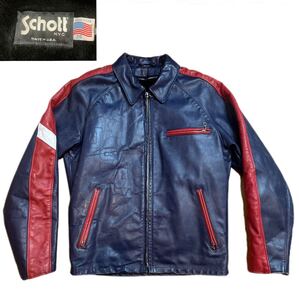 レア90s Schott ショットレザートラッカージャケット レーシング　