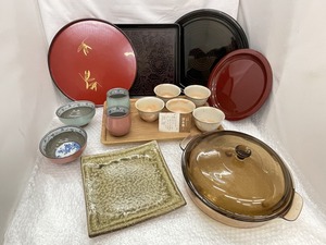 ●【超お買い得 茶道具 お盆 ガラス器 陶器 良物詰め合わせ 多種多量 お皿 湯呑セット いろいろ お得まとめ 小物雑貨など】SF-8636-2.9854