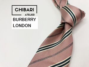 【超美品】BURBERRY LONDON　バーバリーロンドン　レジメンタル柄 ネクタイ 3本以上 送料無料 メンズ ピンク　1103184