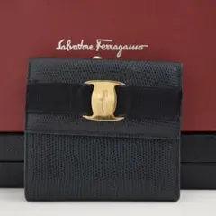 【極美品】Salvatore Ferragamo  がま口　ヴァラリボン　金金具