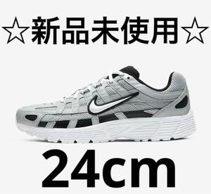 新品 未使用 ナイキ NIKE P-6000 スニーカー PURE PLATINUM WHITE-BLACK CD6404-006 24cm ピュアプラチナム ホワイト ブラック レディース