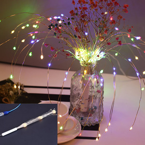 イルミネーションライト 防水 ストリングライト 120個LED 電池式 花火型 ワイヤーライト クリスマス 結婚式 誕生日 リモコン付き