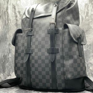 1円【極美品】LOUIS VUITTON ルイヴィトン クリストファーPM ダミエ グラフィット メンズ リュック バックパック ビジネスバッグ A4可 黒