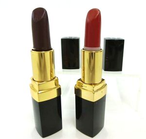 CHANEL・シャネル★リップスティック 口紅 2本セット 18（ROUGE NOIR）／02（ROUGE MARQUISE） ブランドコスメ 中古 16-C1521 