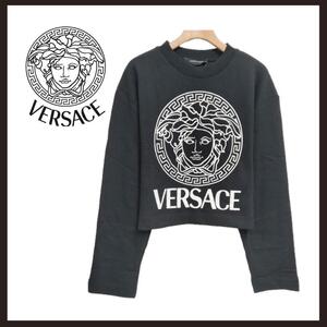 ○★新品 未使用 VERSACE メデューサロゴトレーナー クロップドスウェット ブラック XS相当（ヴェルサーチェ）○●