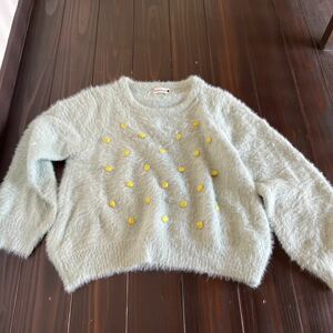 branshes★ふわふわ★セーター★中古★L★130★ミントグリーン