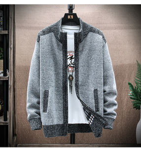 新入荷 秋 物 上質 メンズ セーター ニット ボアジャケット アウター ファッション トップス 長袖 グレー 4色XLサイズ以上
