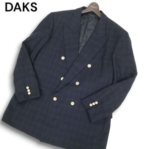 DAKS ダックス 秋冬 金ボタン★ チェック柄 ダブル ブレザー テーラード ジャケット Sz.100BE6　メンズ 日本製　C4T11337_C#N