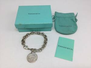 T110♪ TIFFANY＆Co. リターントゥ ティファニー ラウンドタグプレート ブレスレット シルバー SV925 約38.27ｇ 箱 保存付き 現状品 ♪