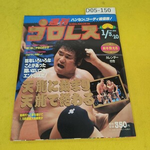 D05-150 週刊プロレス 1989年1月310日号 天龍に始まり天龍で終わる他 ベースボールマガジン社 付録あり。日焼け傷汚れあり。