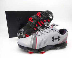 京都10★ 【 アンダーアーマー/UNDERARMOUR 】UA SPIETH 3 LE 27cm 箱付 グレー/レッド ゴルフシューズ 靴