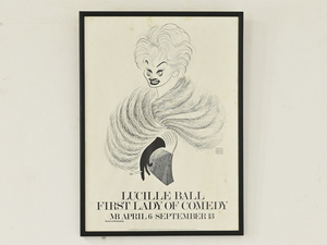 アメリカ Al Hirschfeld “First Lady Of Comedy” Lucille Ball リトグラフポスター 真作保証 額装品/風刺画 ブロードウェイ ルシルボール