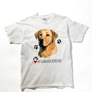 90s ラブラドールレトリバー 犬t ドッグ ビンテージ アメリカ製 usa old Tシャツ tee 00s L プリント アート 動物 アニマル 白 半袖 80s