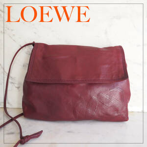 オールドロエベ LOEWE アナグラム ショルダーバッグ ボルドー ワインレッド 赤 紫 ビンテージ ヴィンテージ ブランド