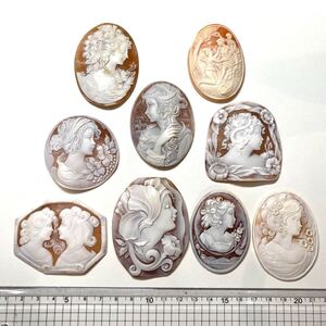 1円〜!!〔シェルカメオおまとめ99.8g〕j 約499ct 裸石 宝石 shell cameo 彫刻 アンティーク 貴婦人 ブローチ 作家物 w4ま178